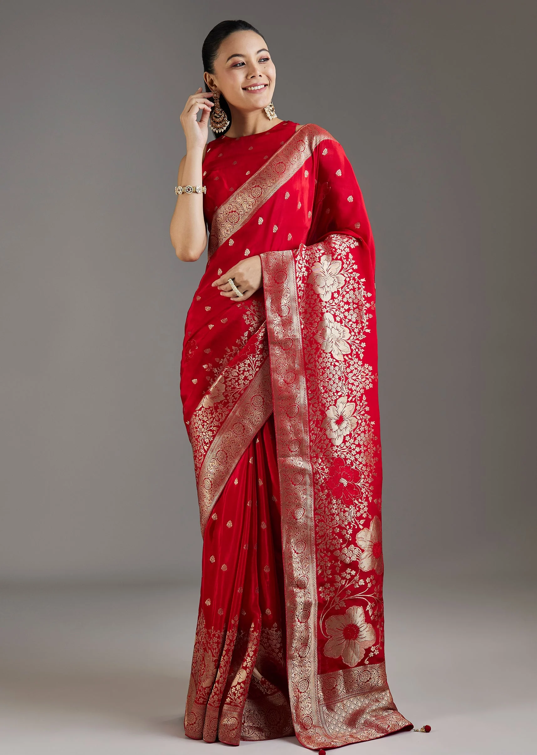6227-red-dola-silk-woven-saree-1.webp Red Dola Silk Woven Saree