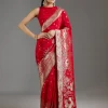 Red Dola Silk Woven Saree