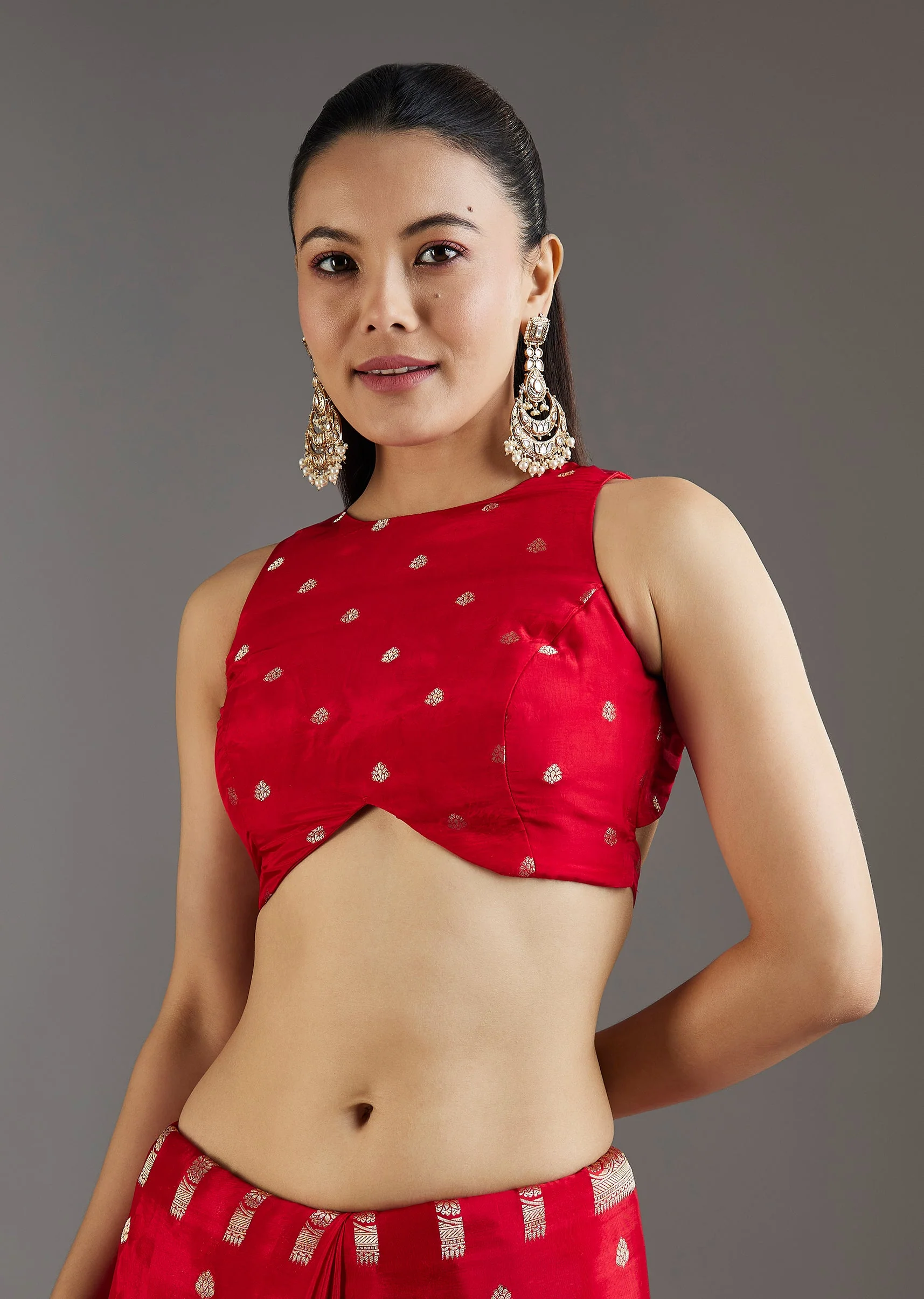 Red Dola Silk Woven Saree