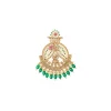 Deity Figure Round Chandbali With Green Drop Beads And Pink Accents