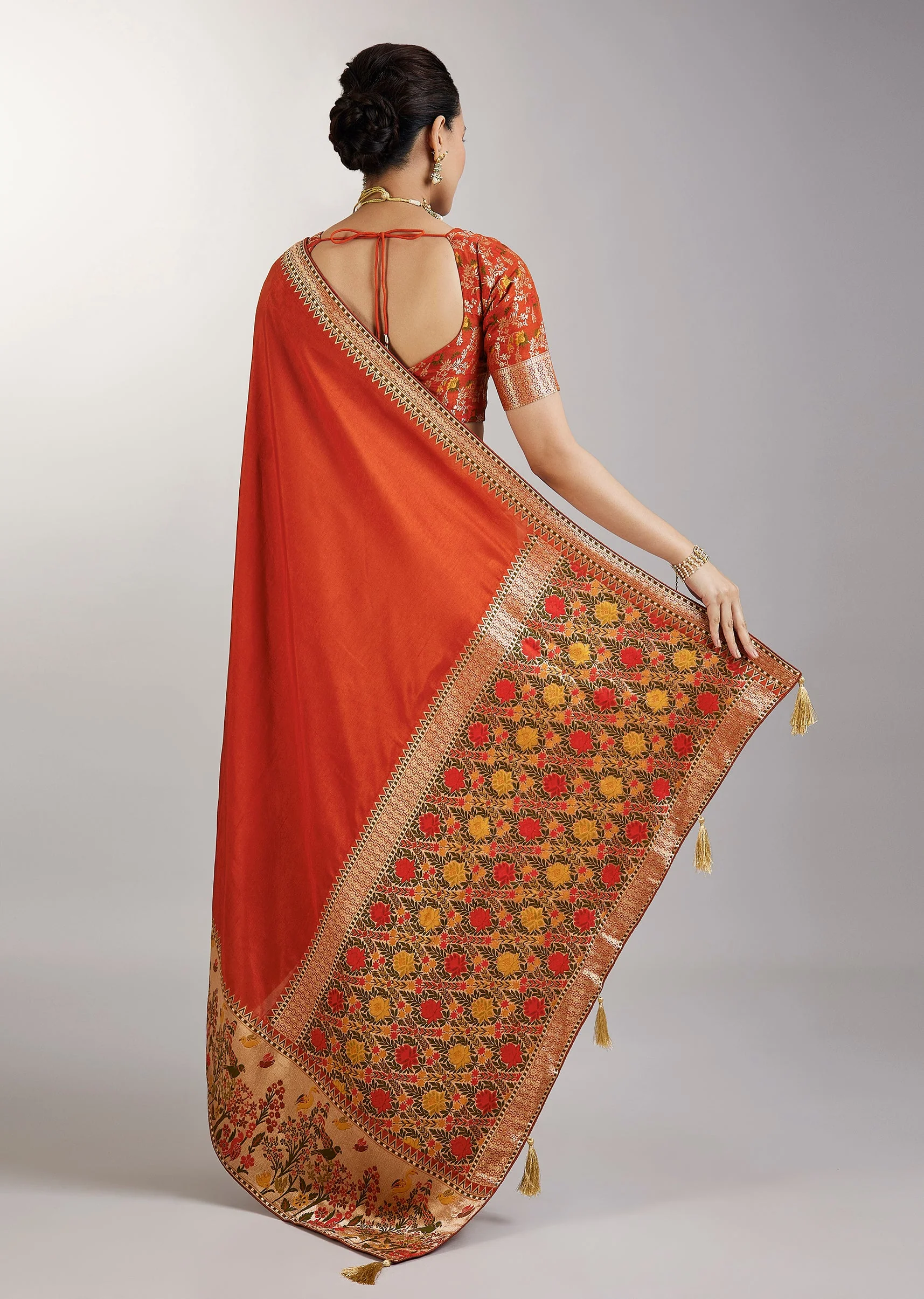 Rust Dola Silk Paithani Saree