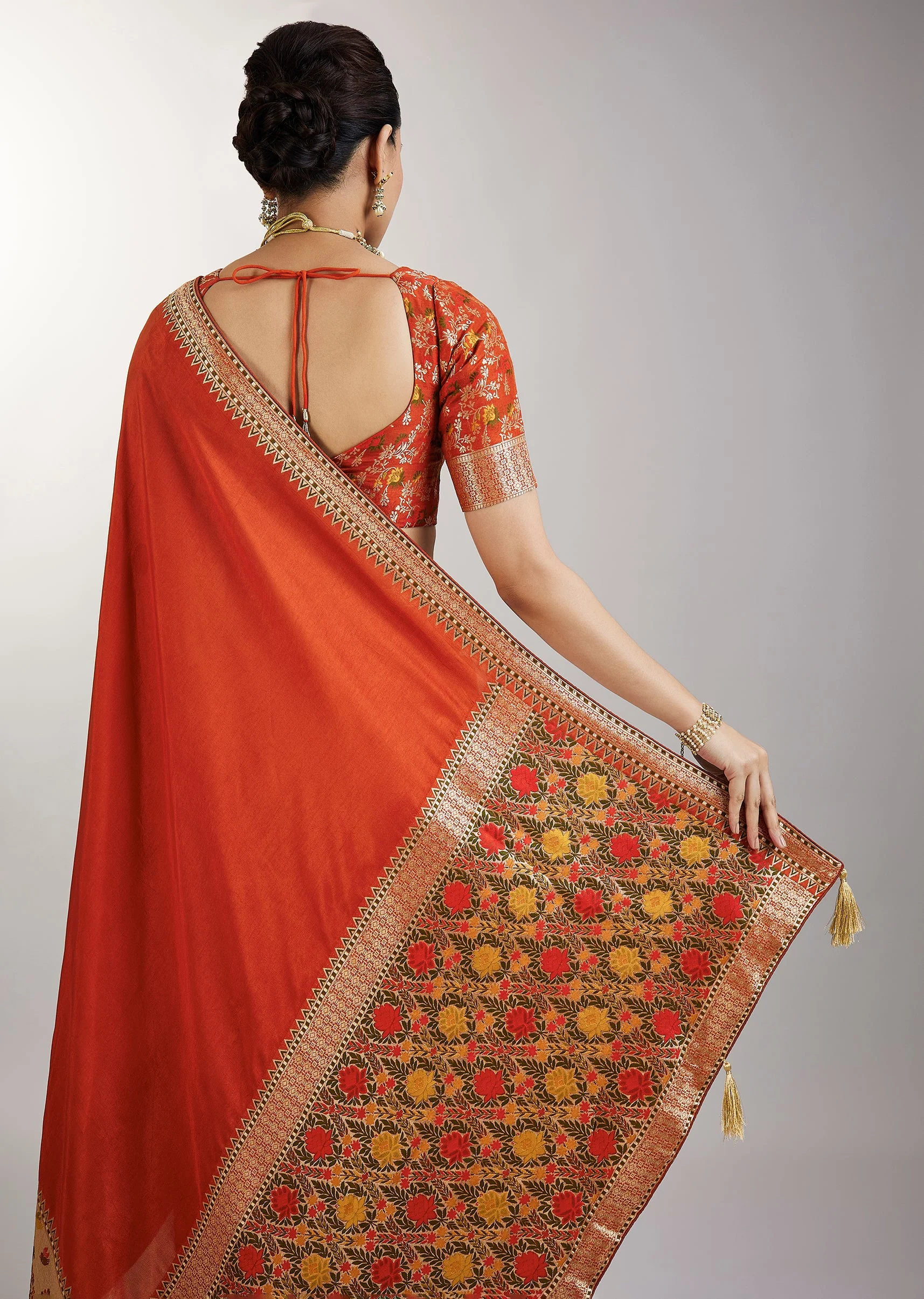 Rust Dola Silk Paithani Saree