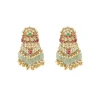 Gold Plated Green Synthetic Stone Earrings