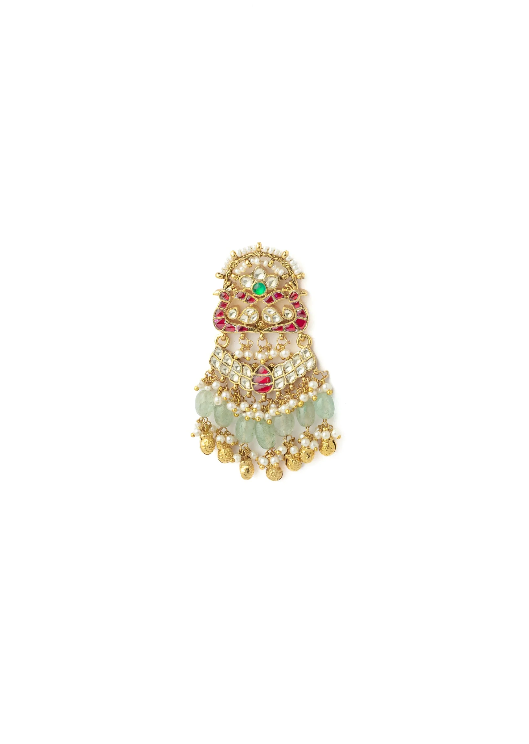 Gold Plated Green Synthetic Stone Earrings