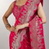 Rani Pink Dola Silk Saree With Zari Woven Butti