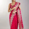 Rani Pink Dola Silk Saree With Zari Woven Butti