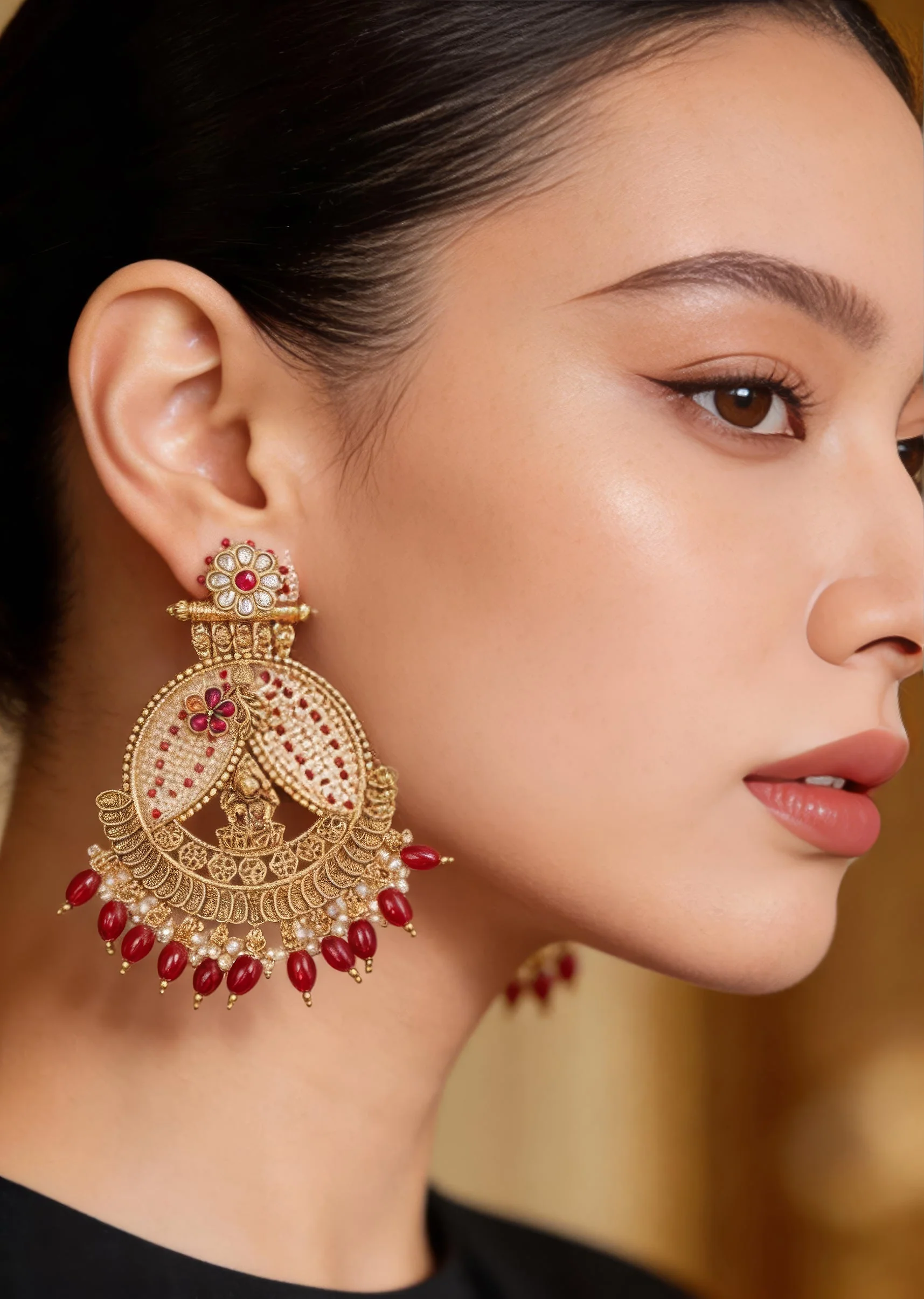 626-gold-plated-pink-chandbali-earrings-1.webp Gold Plated Pink Chandbali Earrings
