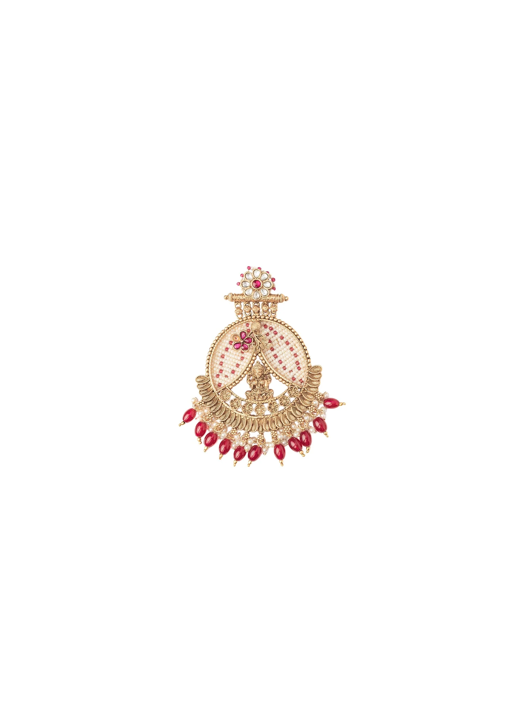 Gold Plated Pink Chandbali Earrings
