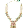 Gold Plated Colourful Kundan Polki Necklace Set With Earrings
