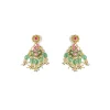 Gold Plated Colourful Kundan Polki Necklace Set With Earrings