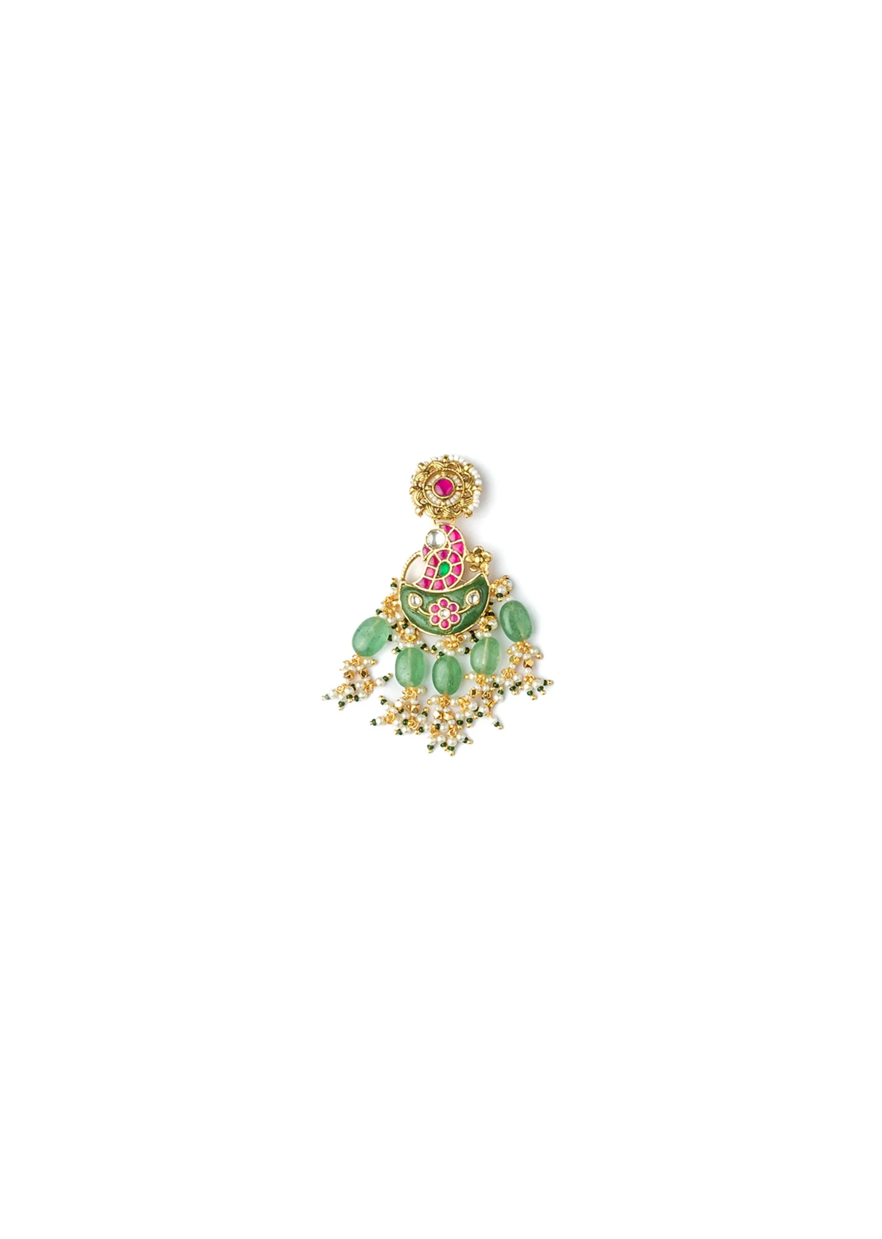 Gold Plated Colourful Kundan Polki Necklace Set With Earrings