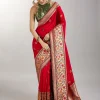 Red Dola Silk Paithani Inspired Saree