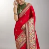 Red Dola Silk Paithani Inspired Saree