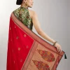 Red Dola Silk Paithani Inspired Saree