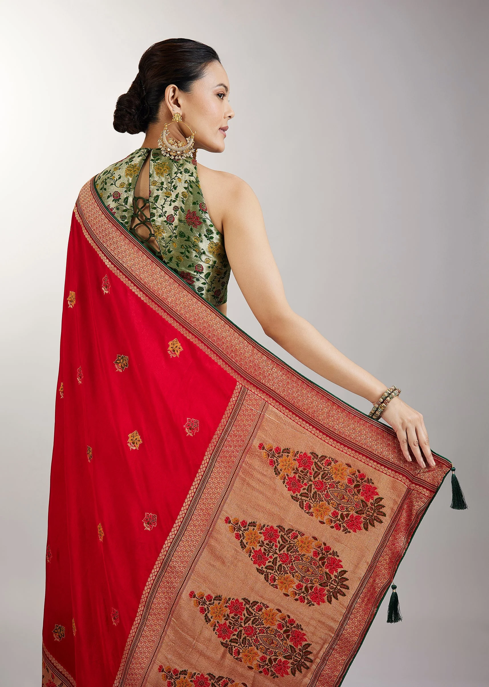 Red Dola Silk Paithani Inspired Saree