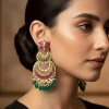 Gold Plated Pink Synthetic Stone Earrings
