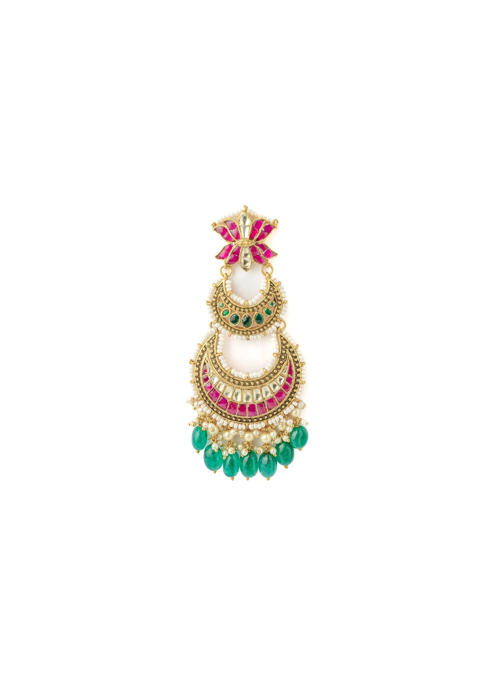 Gold Plated Pink Synthetic Stone Earrings