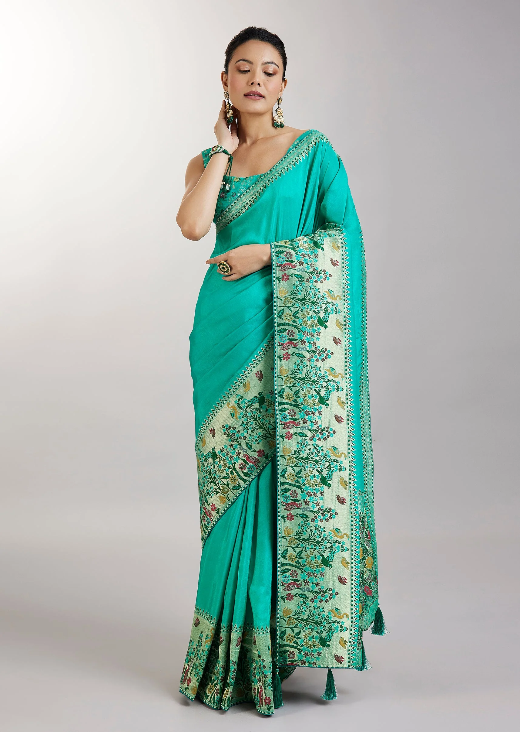 6291-aqua-blue-dola-silk-paithani-saree-1.webp Aqua Blue Dola Silk Paithani Saree