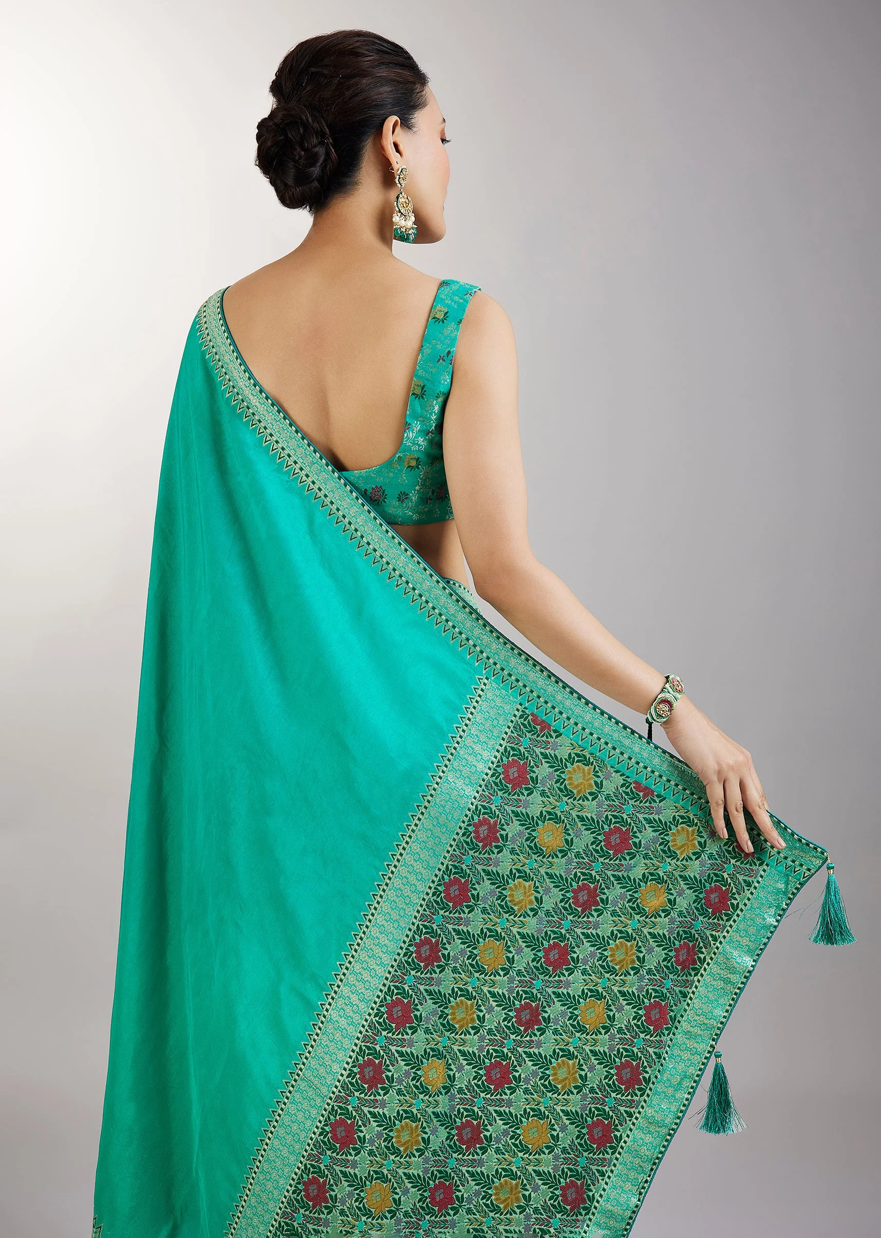 Aqua Blue Dola Silk Paithani Saree