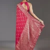 Rani Pink Jacquard Dola Silk Saree With Animal Butti