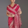 Rani Pink Jacquard Dola Silk Saree With Animal Butti