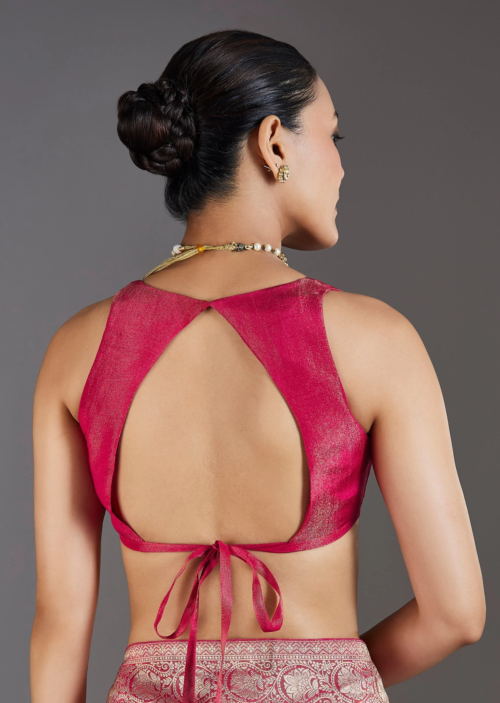 Rani Pink Jacquard Dola Silk Saree With Animal Butti