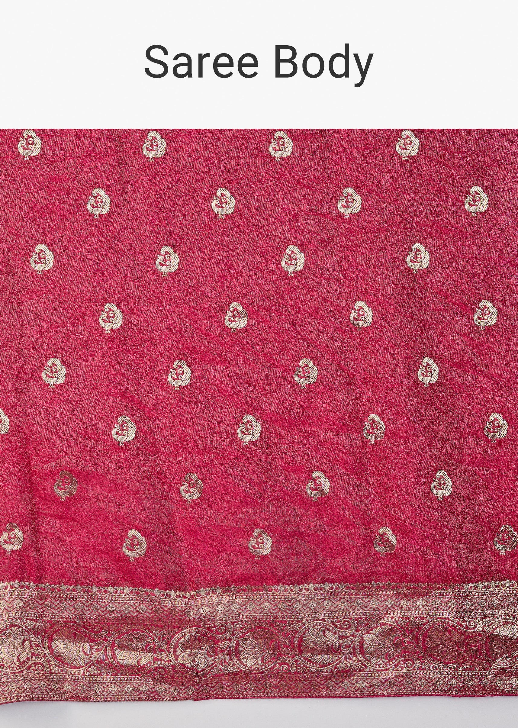 Rani Pink Jacquard Dola Silk Saree With Animal Butti