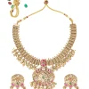 Gold Plated Short Necklace Set With Earrings