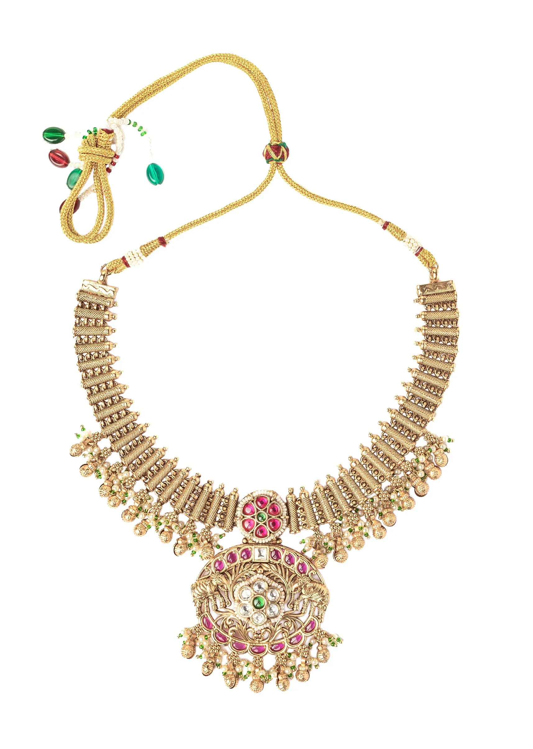 Gold Plated Short Necklace Set With Earrings