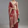 Maroon Dola Silk Saree