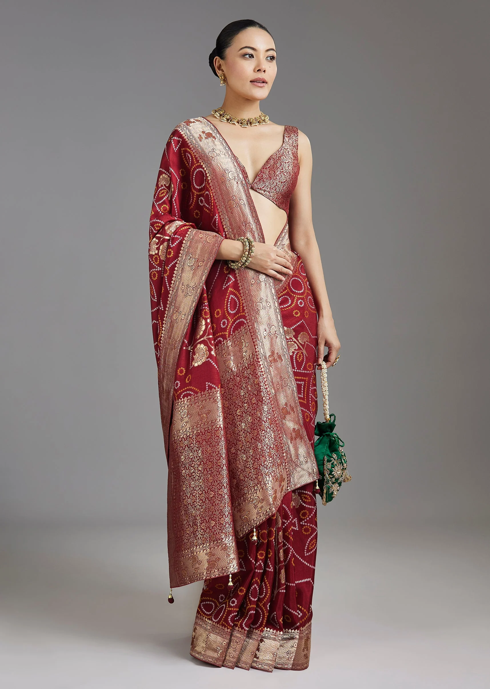 Maroon Dola Silk Saree