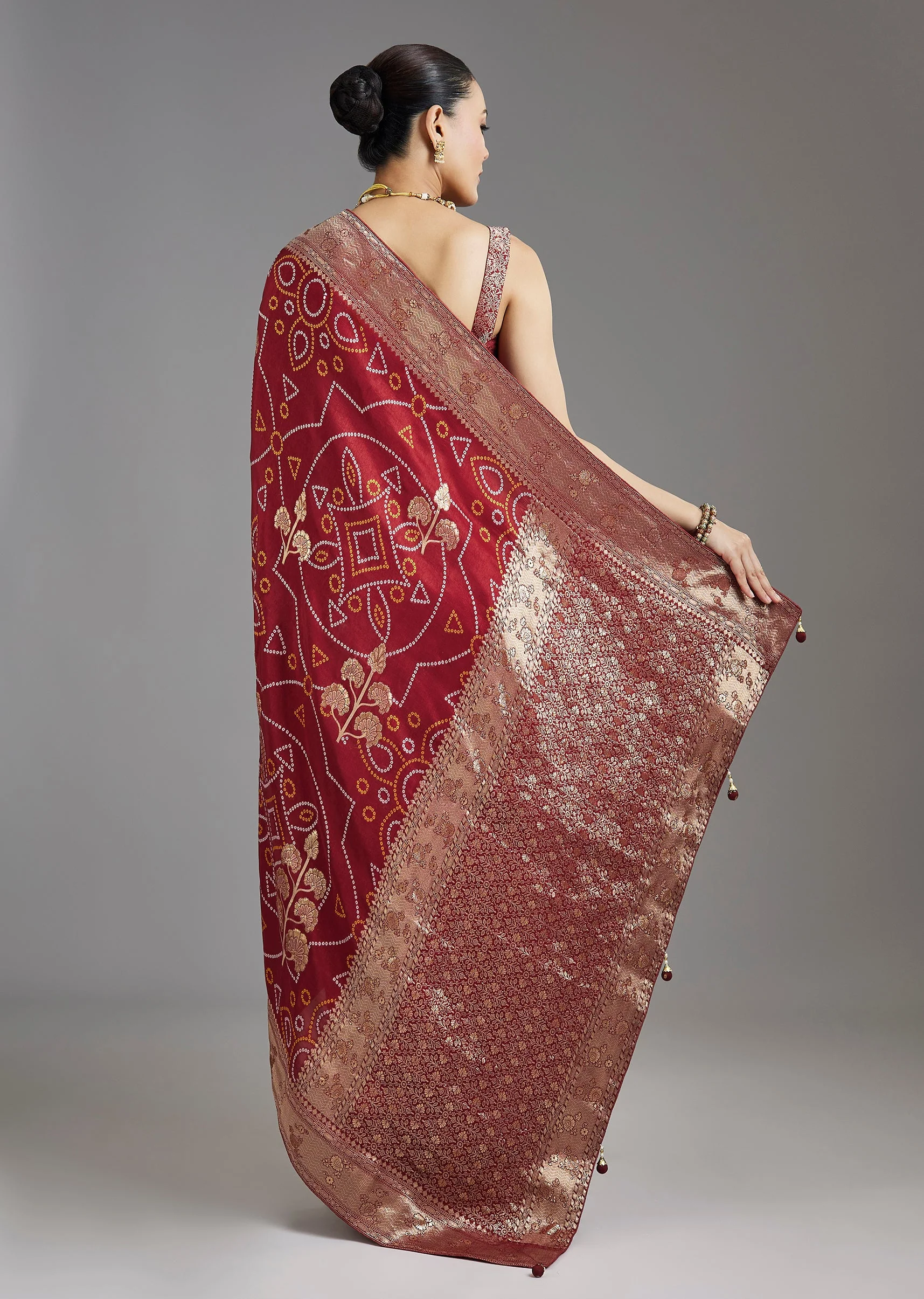 Maroon Dola Silk Saree