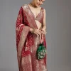 Maroon Dola Silk Saree