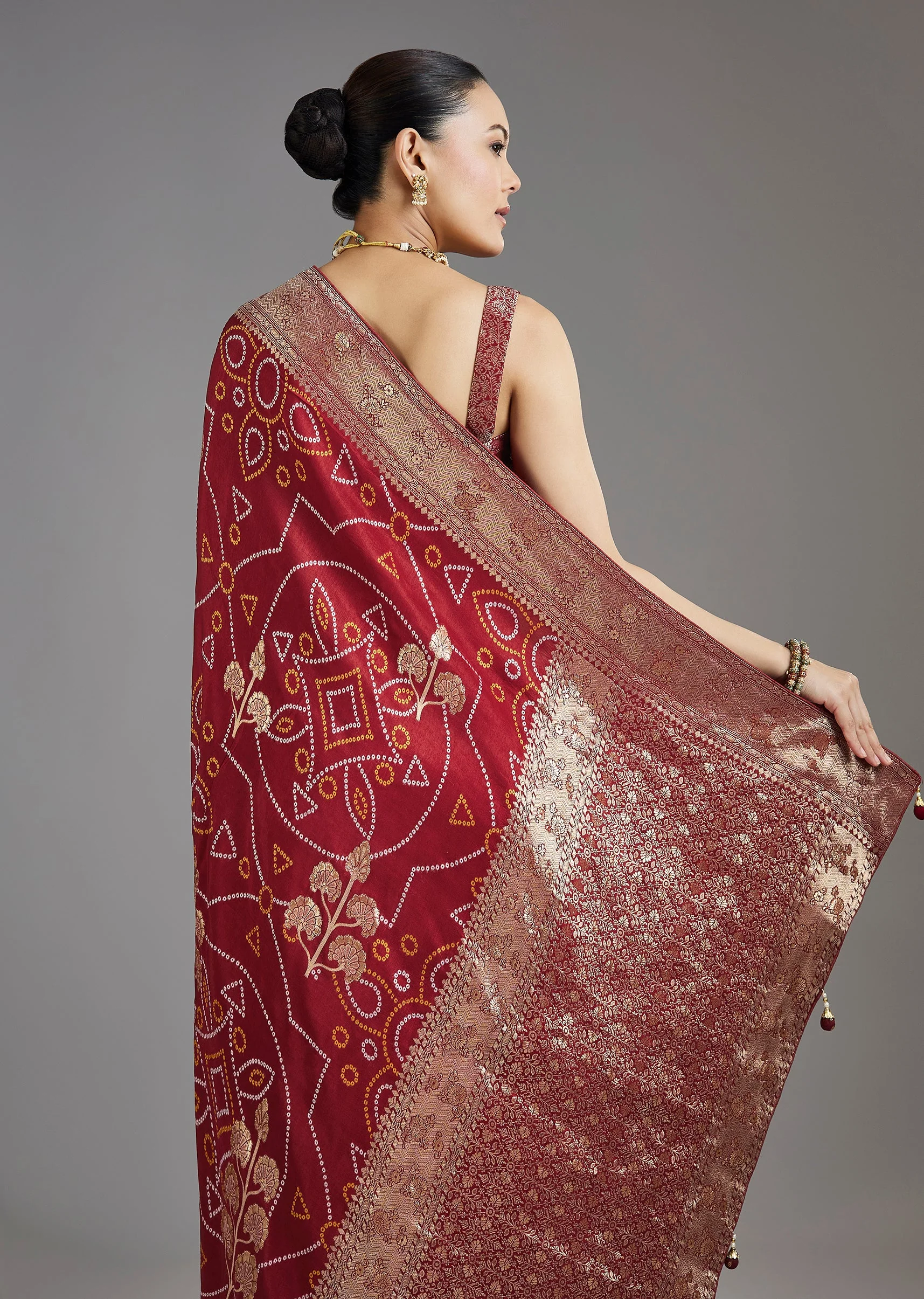 Maroon Dola Silk Saree