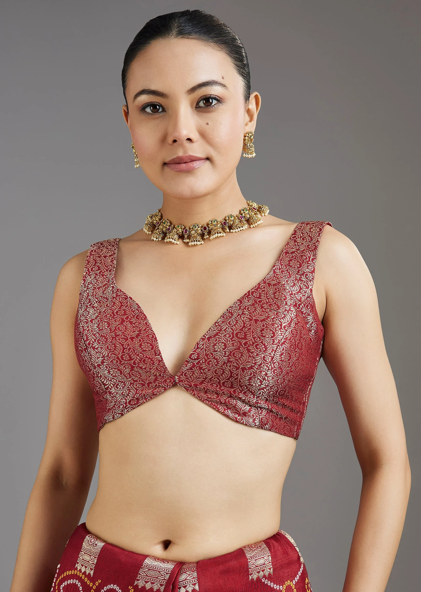 Maroon Dola Silk Saree