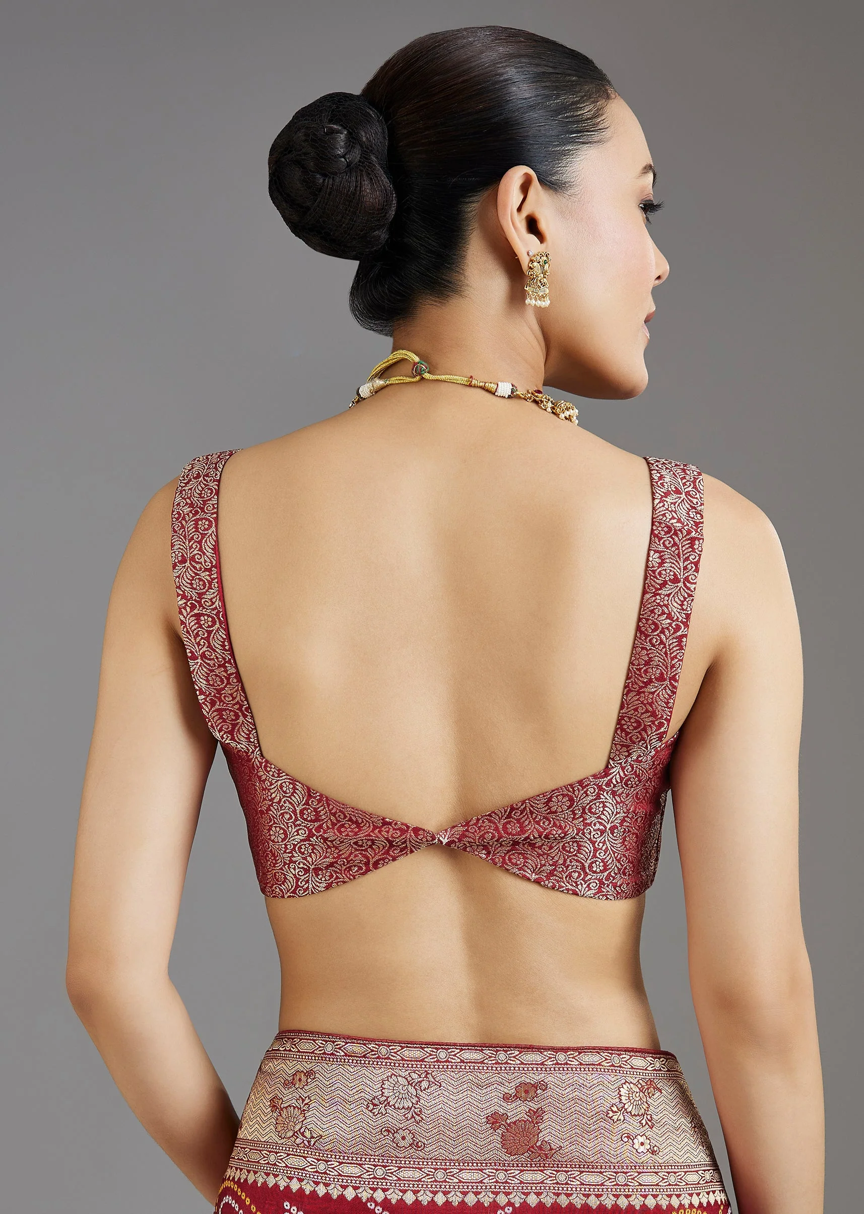 Maroon Dola Silk Saree