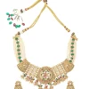 Gold Plated Green Choker Necklace Set With Earrings