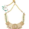 Gold Plated Green Choker Necklace Set With Earrings