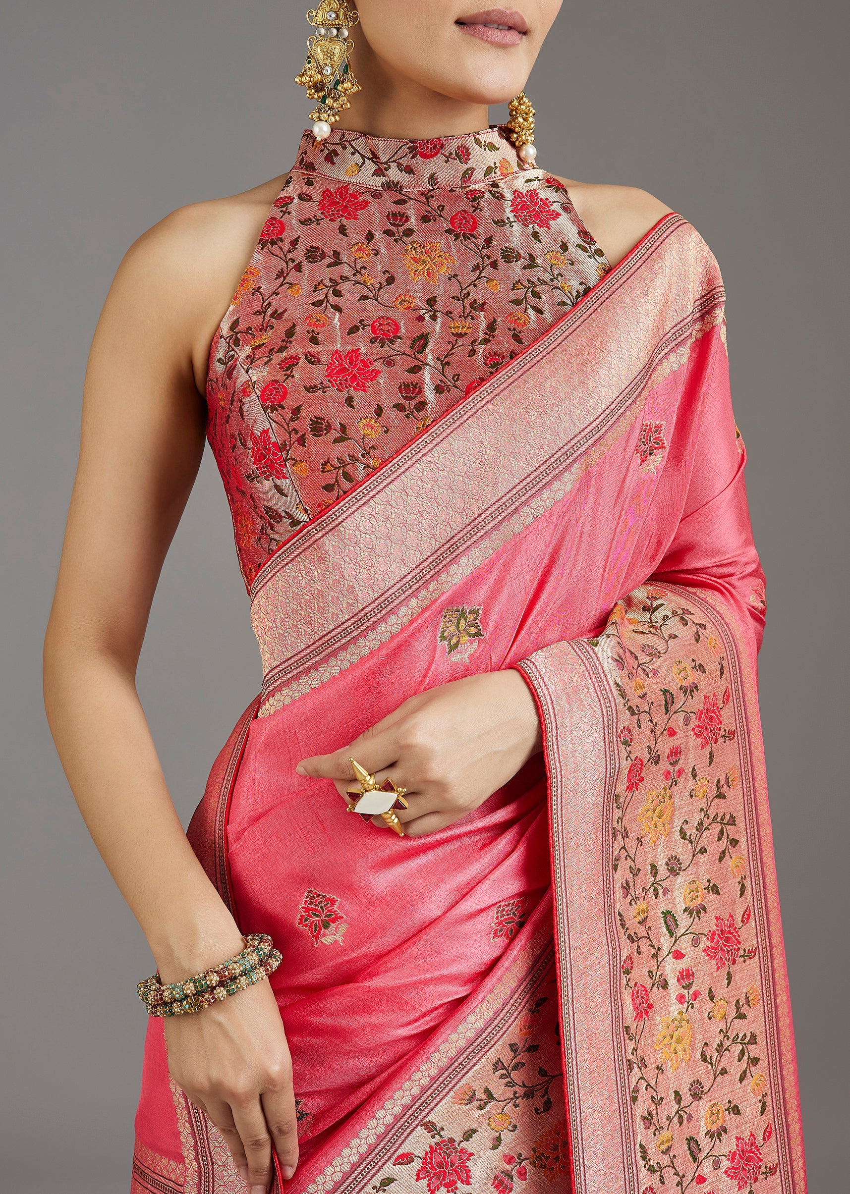 Blush Pink Dola Silk Saree