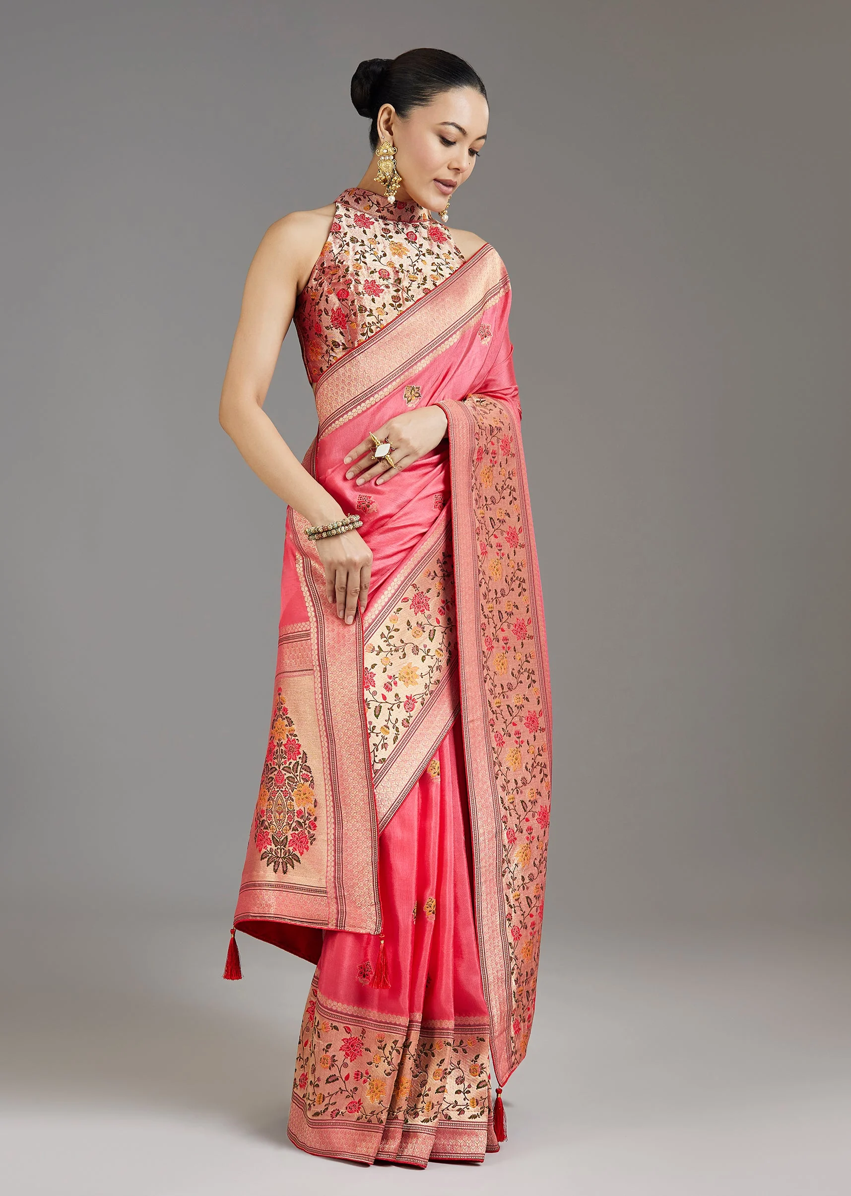 Blush Pink Dola Silk Saree