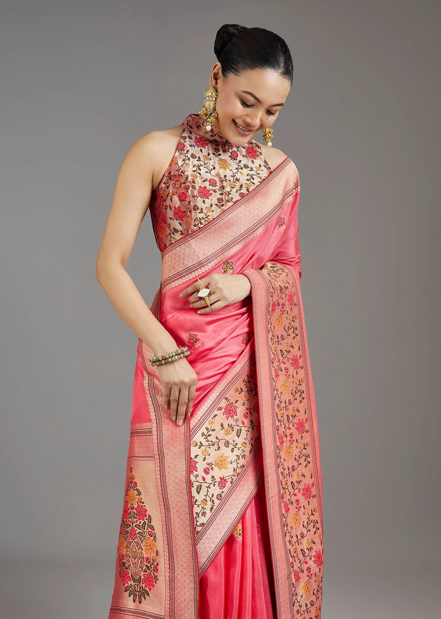 Blush Pink Dola Silk Saree
