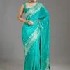 Aqua Blue Dola Silk Saree