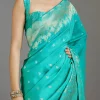 Aqua Blue Dola Silk Saree