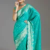 Aqua Blue Dola Silk Saree