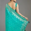 Aqua Blue Dola Silk Saree
