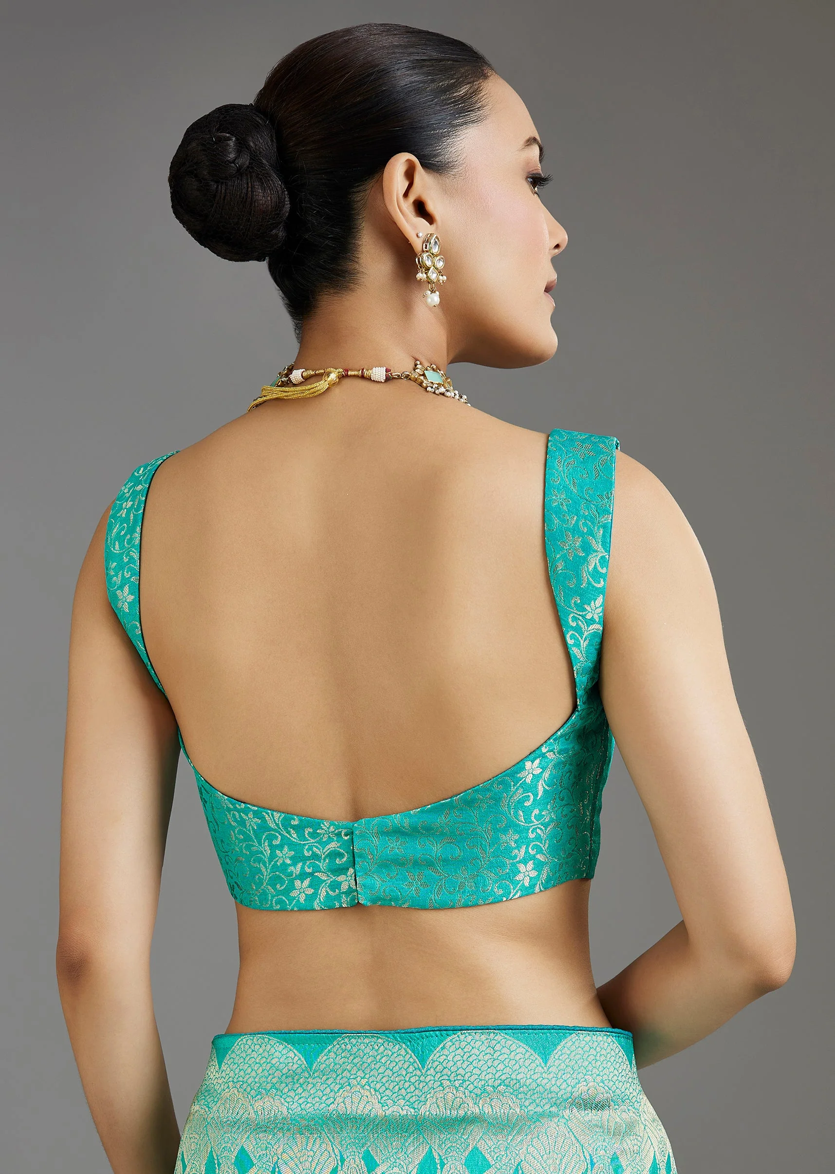 Aqua Blue Dola Silk Saree