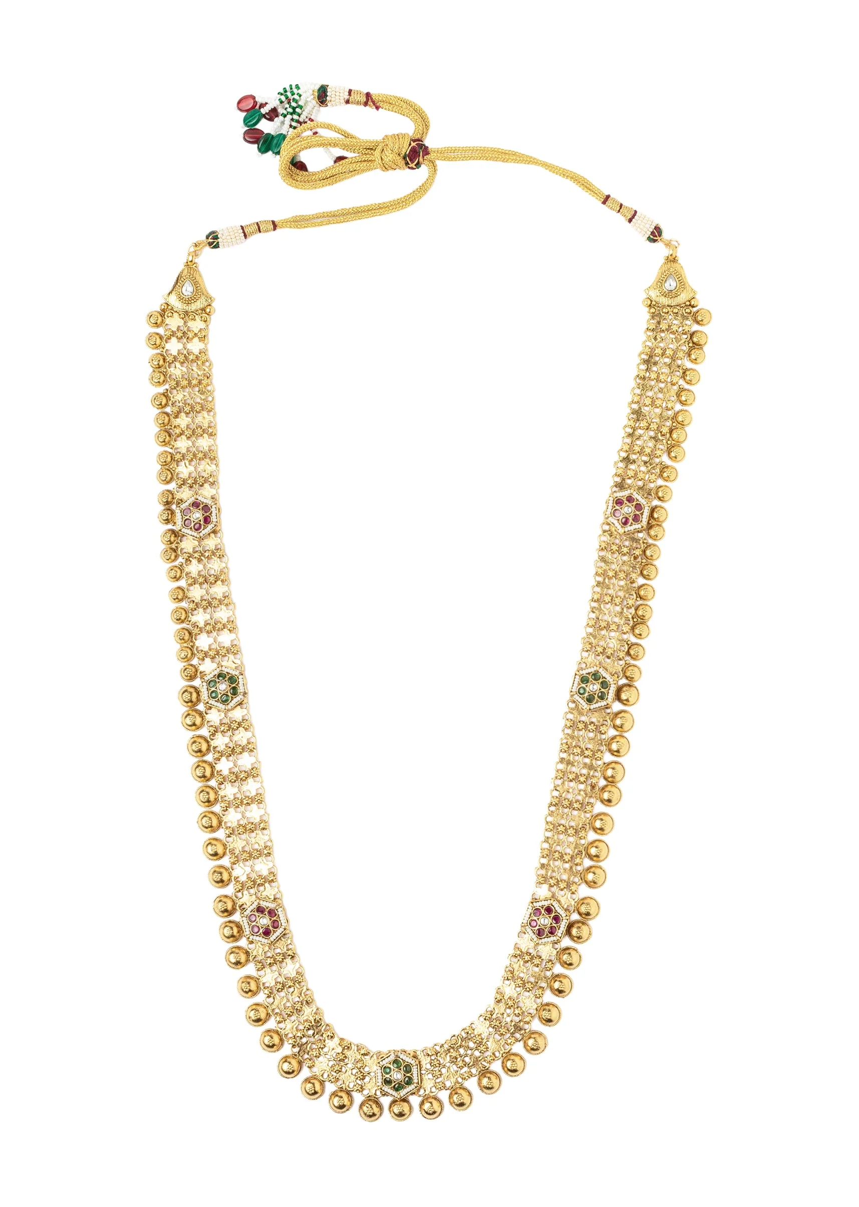 Gold Plated Long Necklace Set With Earrings