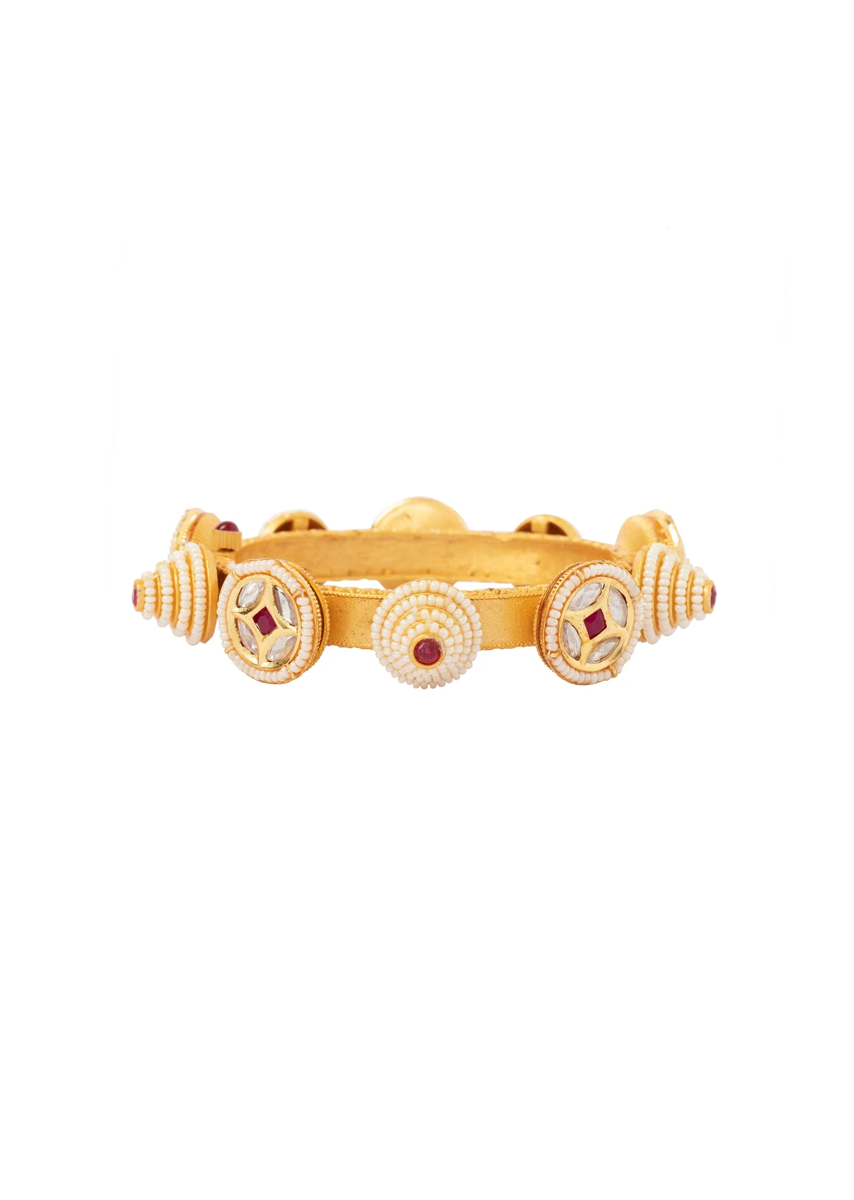 Gold Plated Red Kundan Polki Bangles