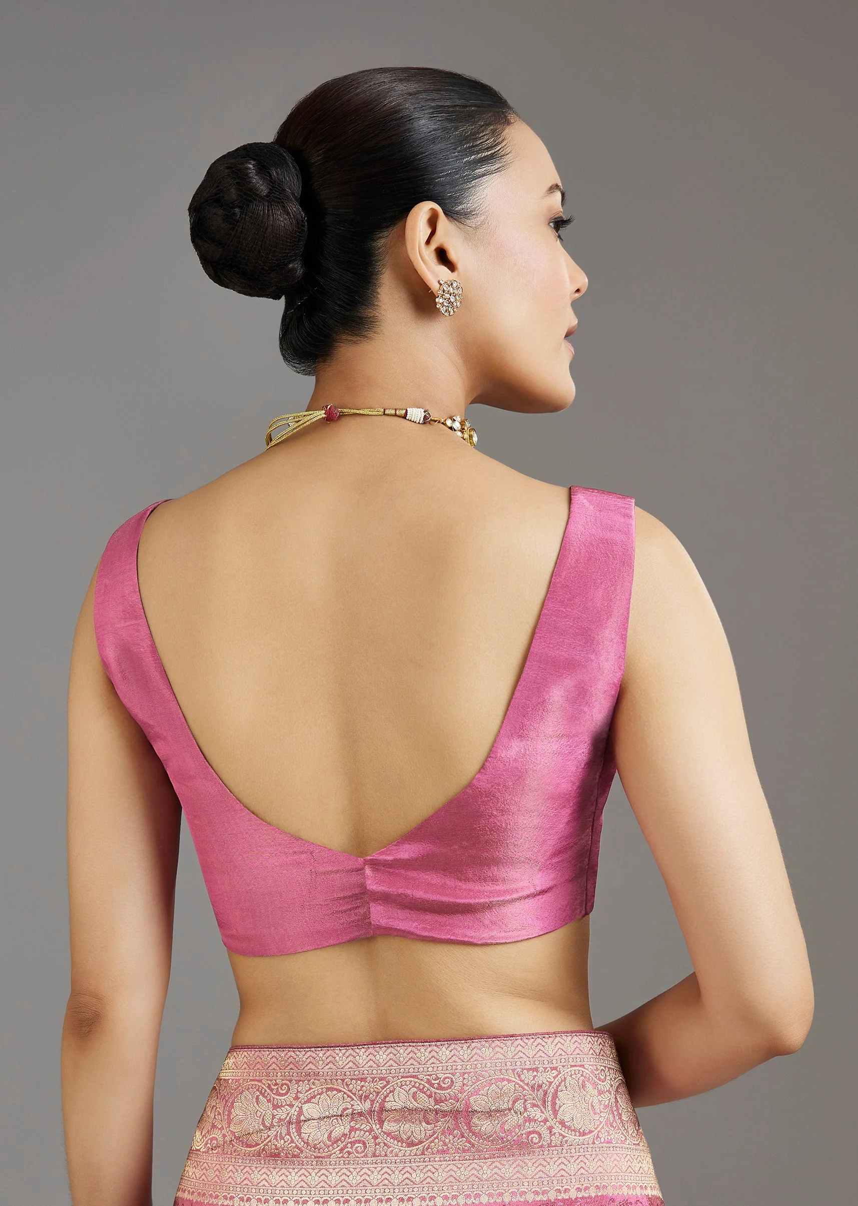 Onion Pink Dola Silk Jacquard Saree