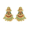 Gold Plated Pink Synthetic Stone Necklace Set With Earrings And Maangtikka